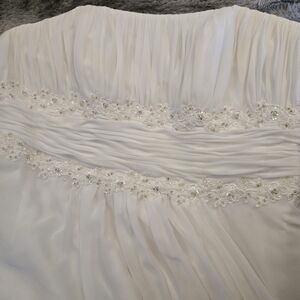 David's Bridal Ivory Strapless Beaded Waistband Bodice